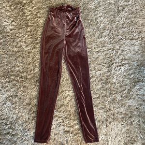 Velvet material high waisted leggings